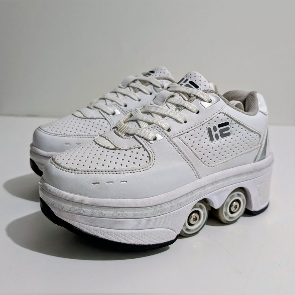 Inline 2-in-1 Skate Shoes Adjustable Quad Roller Skate Size EUR 33/ Kids 2